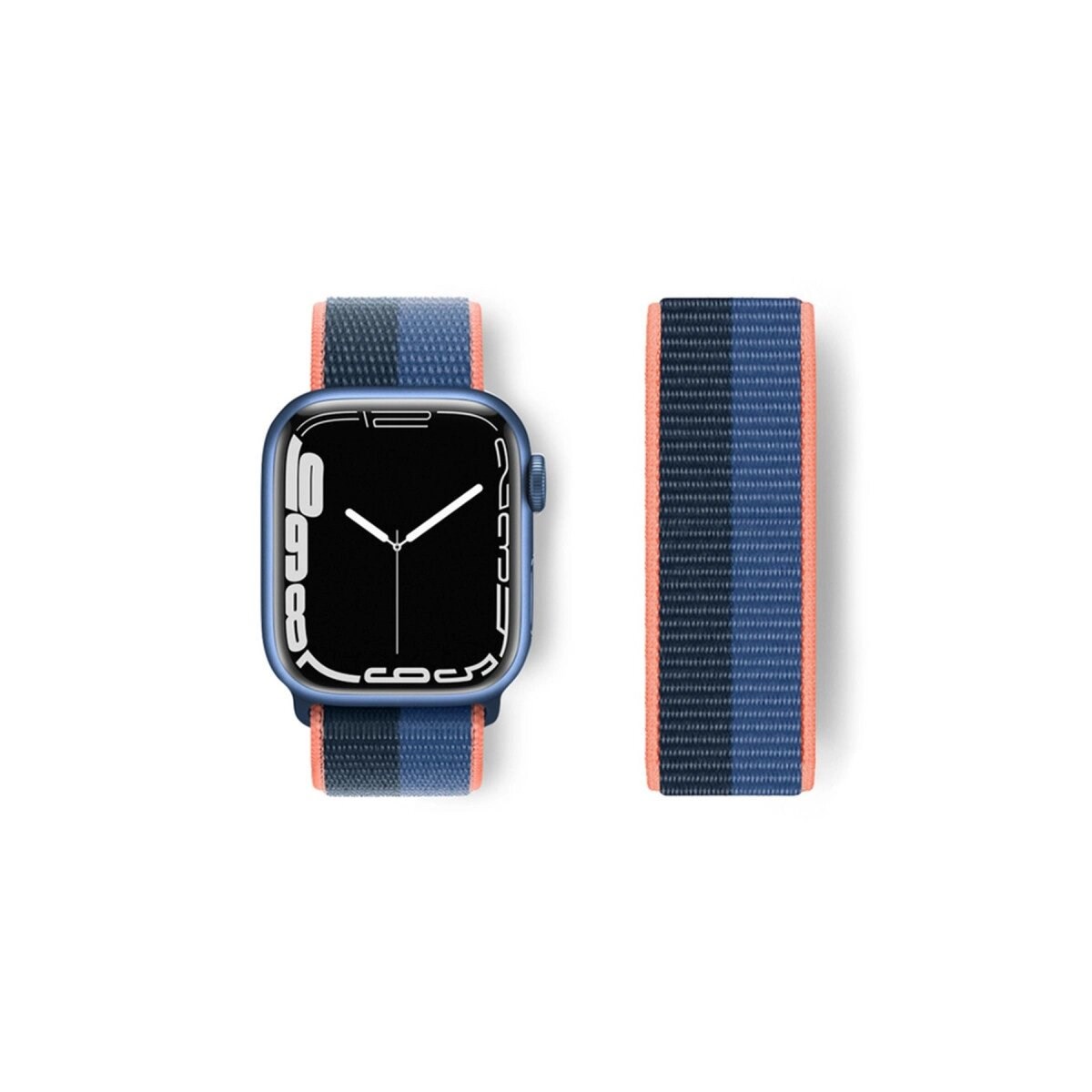 Apple Watch 38mm Hasırlı Cırtcırtlı Kordon (saat Değildir) - Siyah-mavi