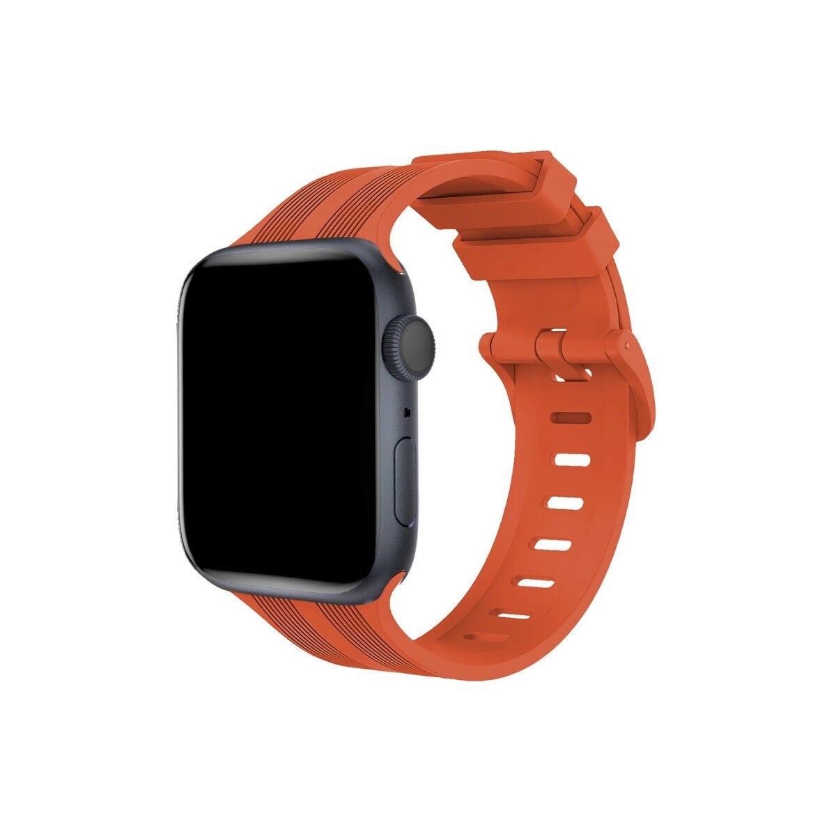 Apple Watch 42mm Kr408 Çizgili Silikon Kordon (saat Değildir) - Turuncu