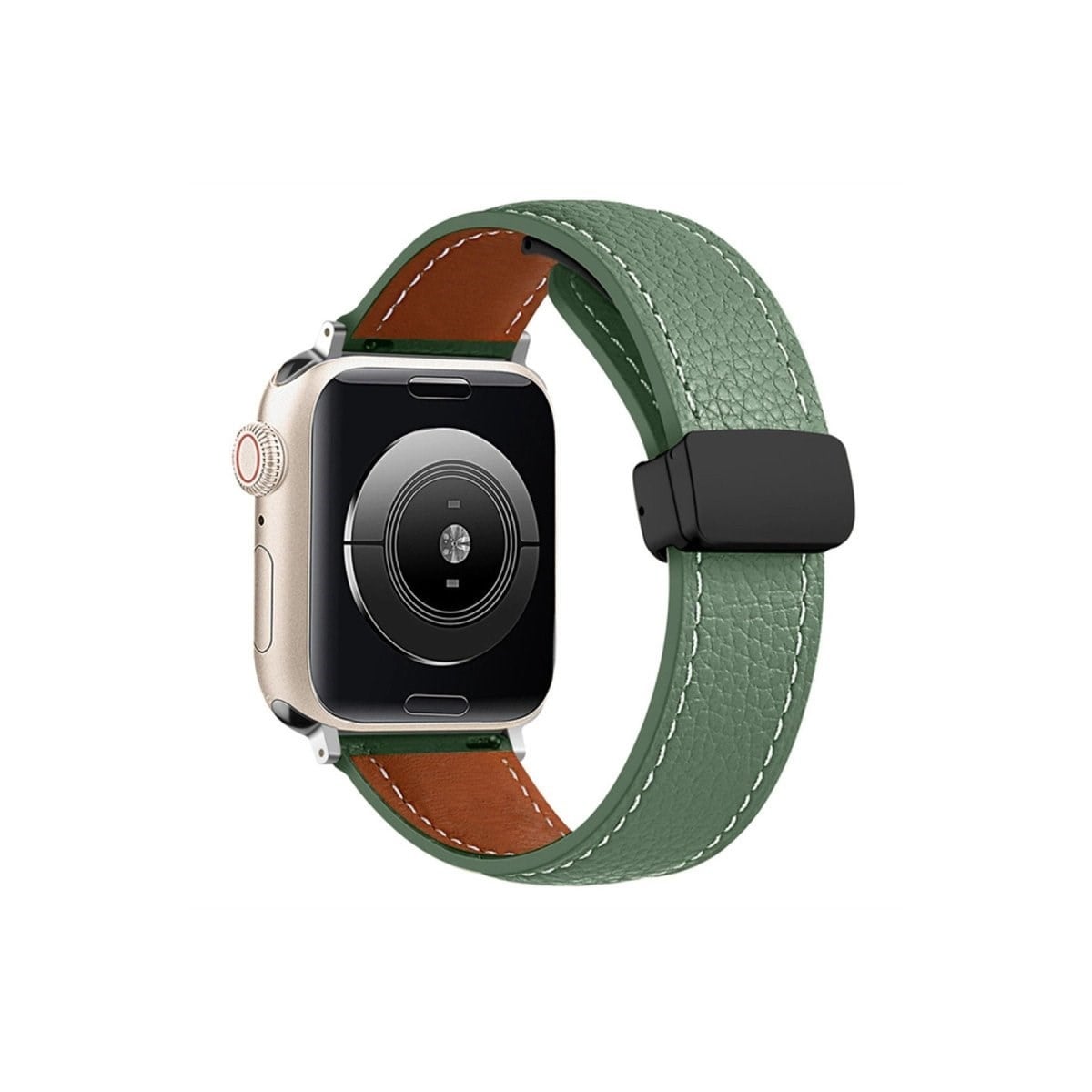 Apple Watch 42mm Kr414 Daks Deri Kordon - Koyu Yeşil