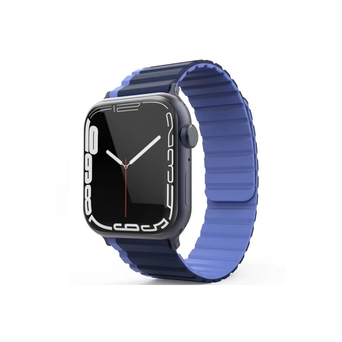 Apple Watch 42mm Mo-wb1 Çift Renk Mıknatıslı Silikon Kordon - Lacivert-mavi