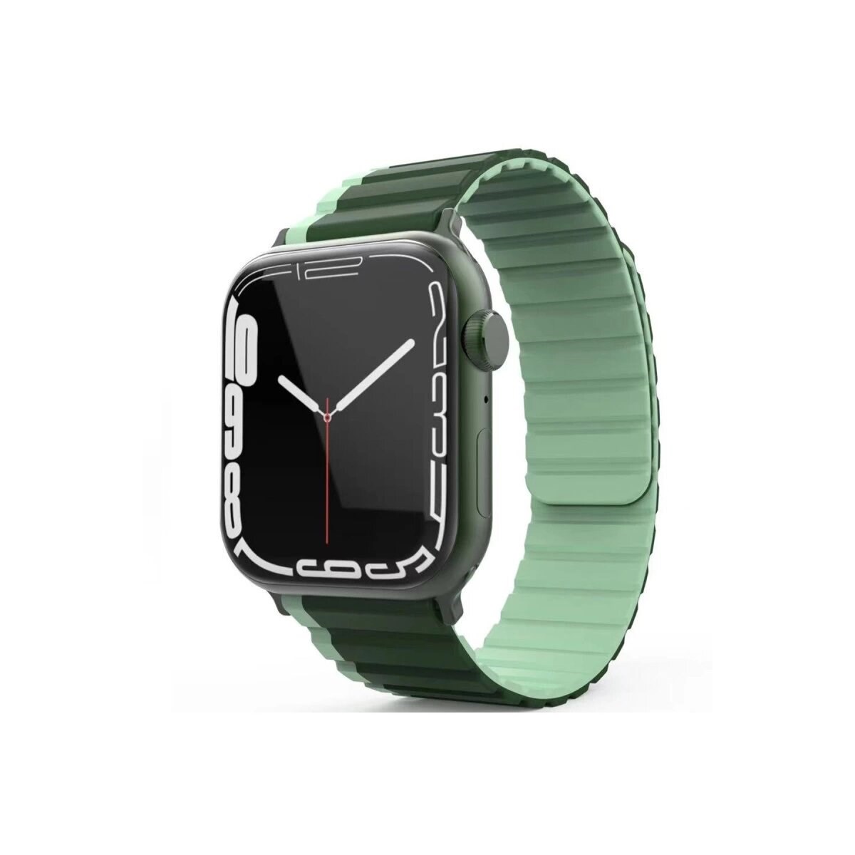 Apple Watch 42mm Mo-wb1 Çift Renk Mıknatıslı Silikon Kordon - Koyu Yeşil-açık Yeşil