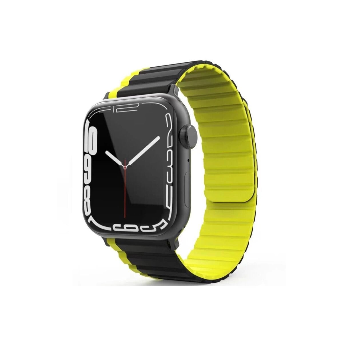 Apple Watch 42mm Mo-wb1 Çift Renk Mıknatıslı Silikon Kordon - Siyah-sarı
