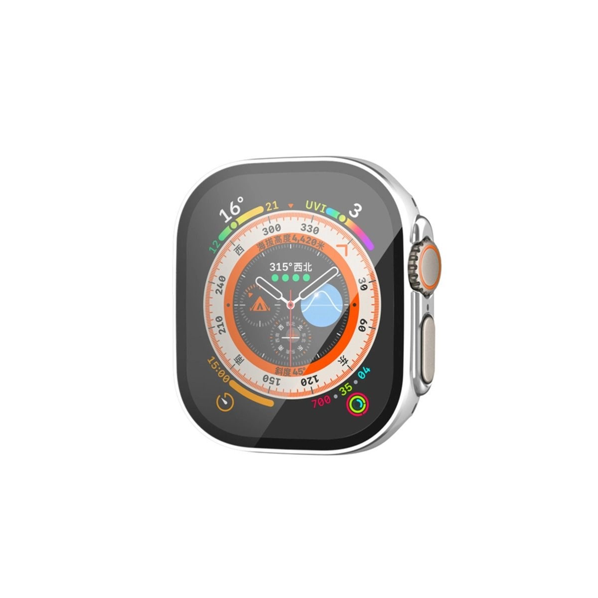 Apple Watch Ultra 49mm Legend Camlı Kasa Ekran Koruyucu - Gümüş