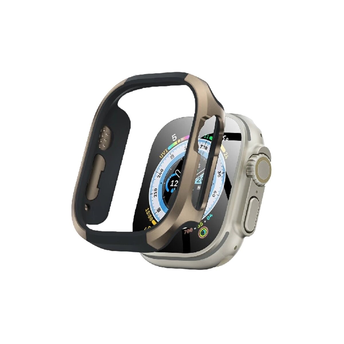 Apple Watch Ultra 49mm Mo-wt3 Alüminyum Camlı Kasa Ekran Koruyucu - Gold