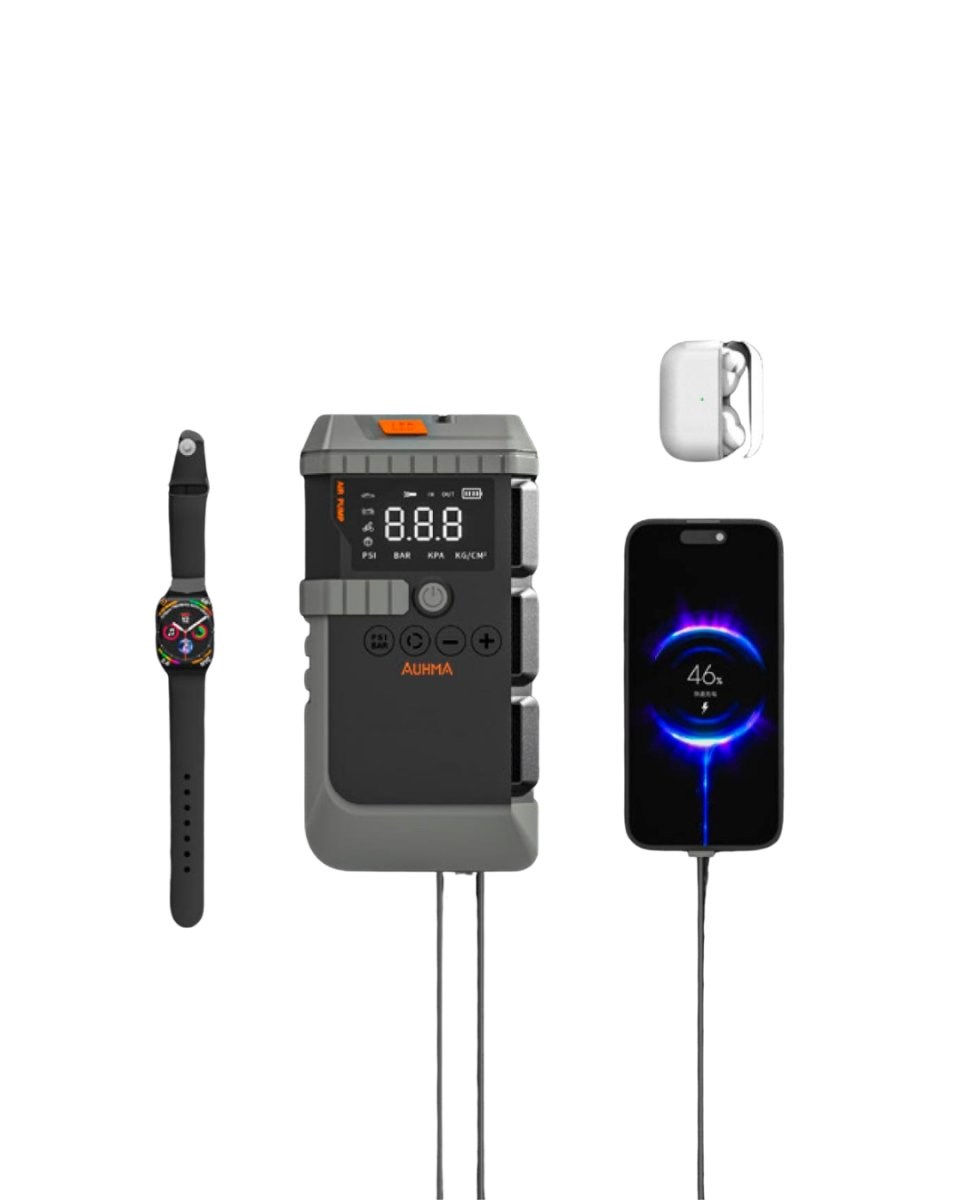 Araç Lastik Basınç Pompası Akü Takviye Powerbank ve SOS Işıklı Çok Fonksiyonlu Cihaz