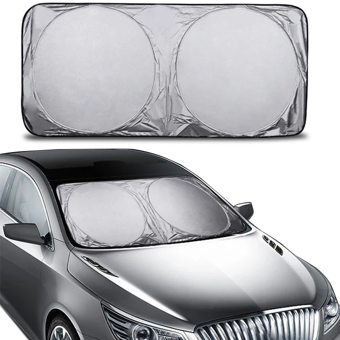 Araç Oto Ön Cam Çift Daireli Gümüş Kaplama Güneş Kalkanı Branda-(1903)