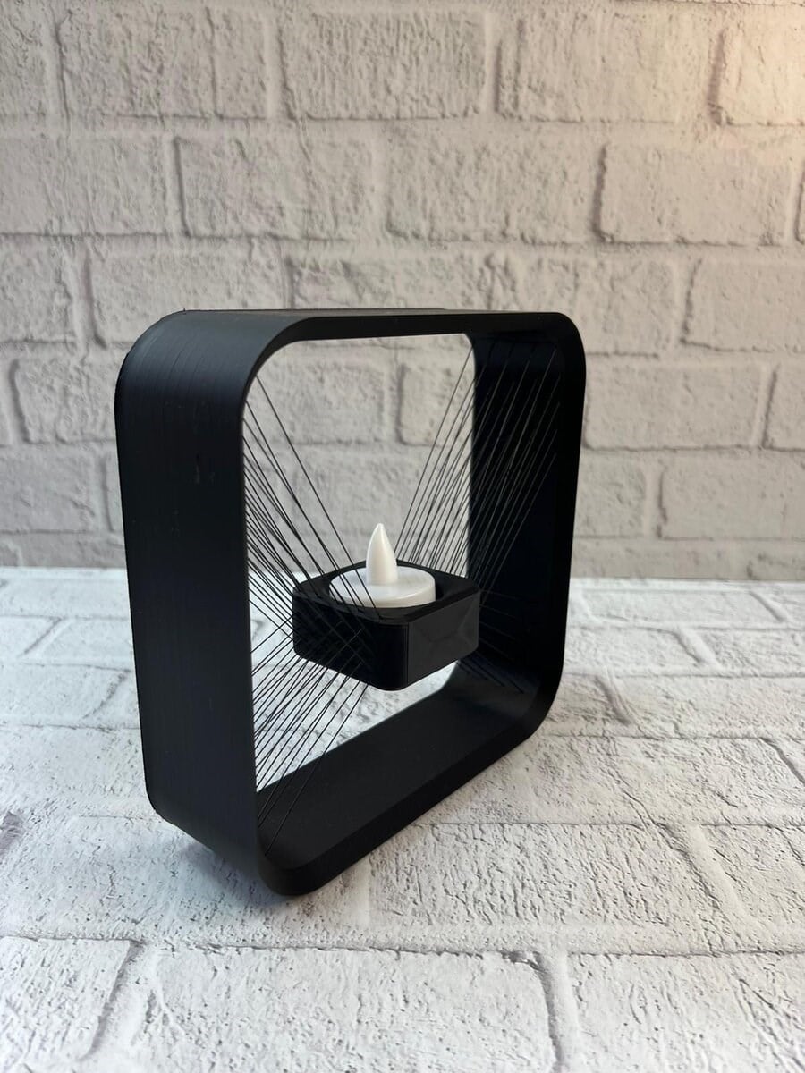 Askılı Kare Mumluk Duvar Dekoru Loş Salon ve Modern Mekanlar