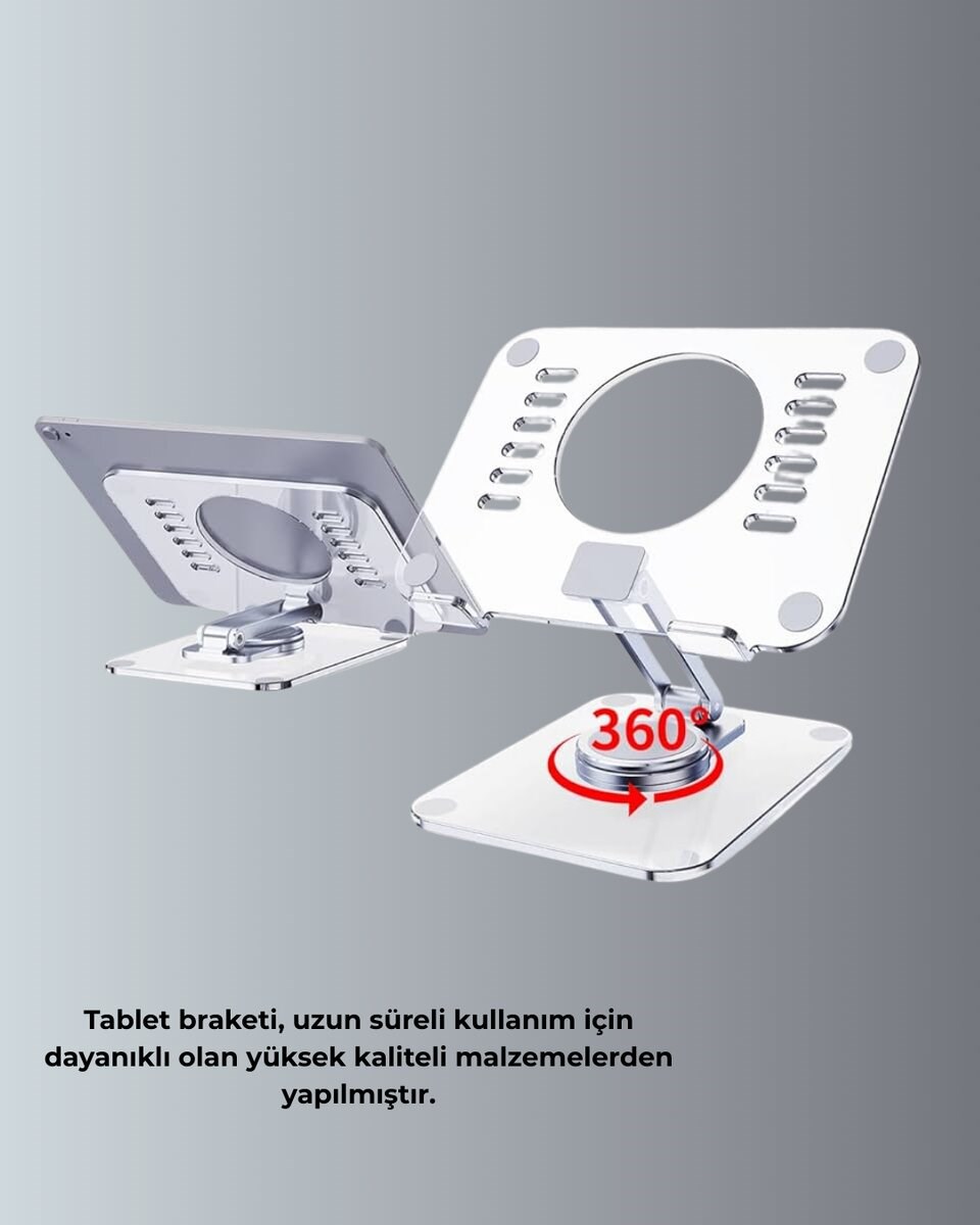 Ayarlanabilir Şeffaf Tablet Standı Kaymaz Silikon Tabanlı