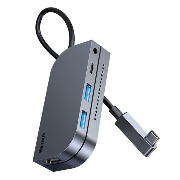 BASEUS Bending Angle No.7 Çok fonksiyonlu 6 Port Type-C Hub (CAHUB-CWJ0G)-(1903)