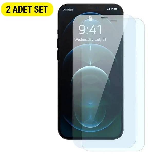 Baseus Crystal 0.3mm iPhone 12 Pro Max Tempered Ekran Koruyucu 2 Adet Set-(1903)