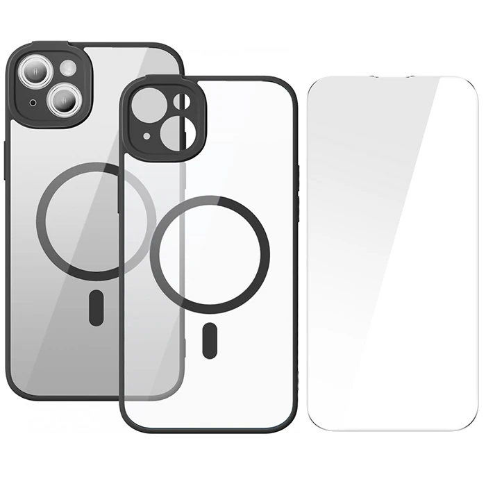 Baseus Frame Series iPhone 14 6.1 Kamera Koruyuculu Magsafe Kılıf + Tempered Ekran Koruyucu Set-(1903)