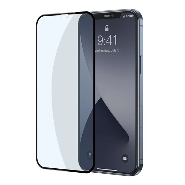 Baseus İPhone 12 Mini 5.4 0.3MM Full Anti Blue Light Tempered Cam Ekran Koruyucu 2Adet Set-(1903)