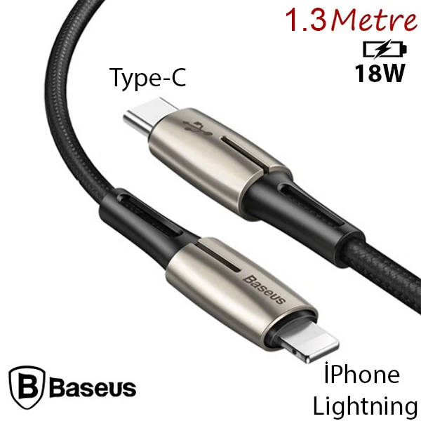 Baseus Waterdrop Type-C To İPhone PD18W Hızlı Şarj Kablosu 1.3M-(1903)