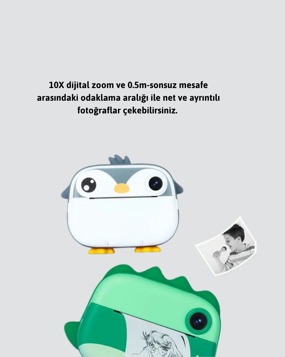 Baskı Kamera – Çift Lensli, Anında Baskı ve 10X Zoom Özellikli Dijital Fotoğraf Makinesi