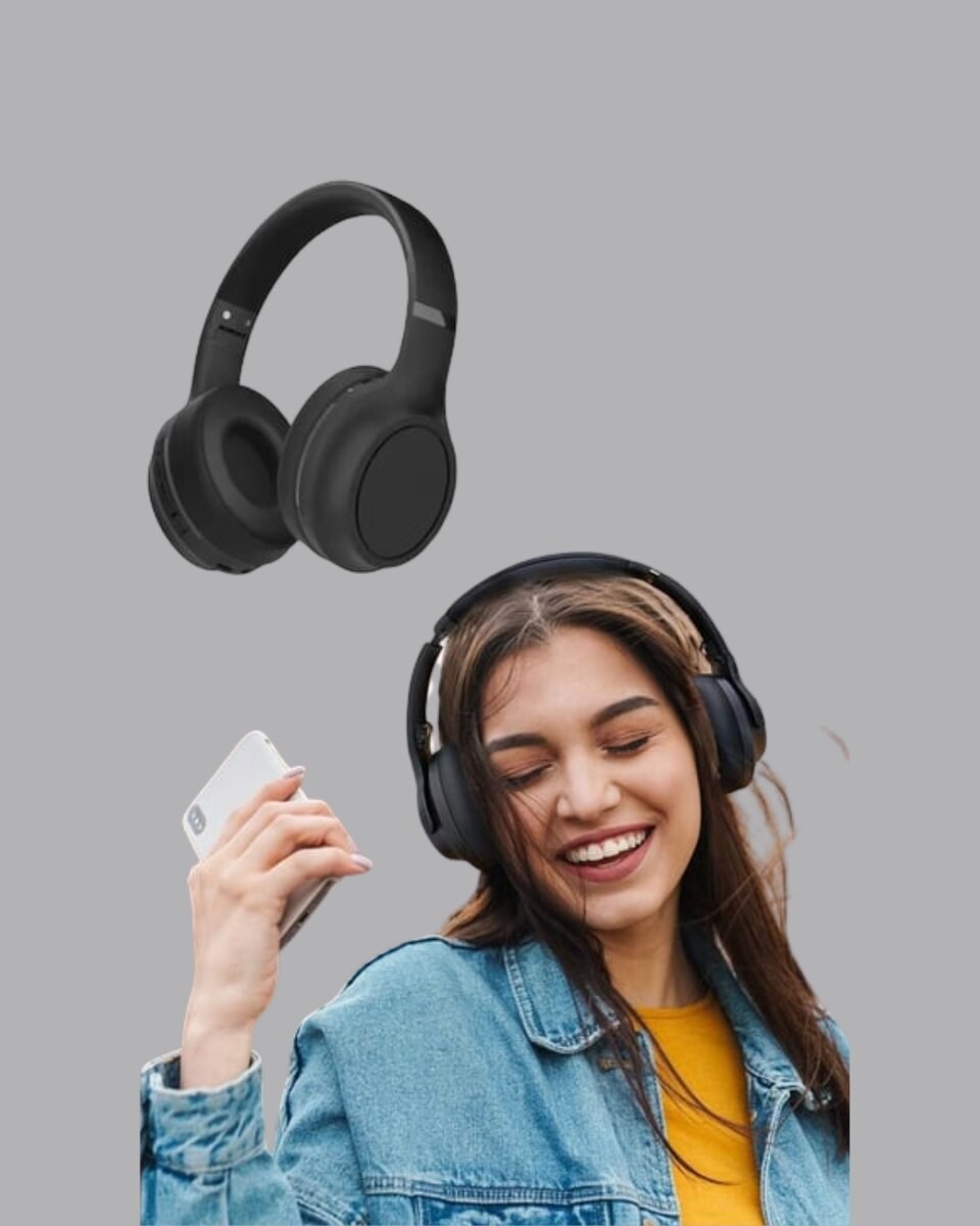 Bluetooth 5.0 Siyah Kablosuz Kulaklık 18 Saat Batarya Katlanabilir Tasarım