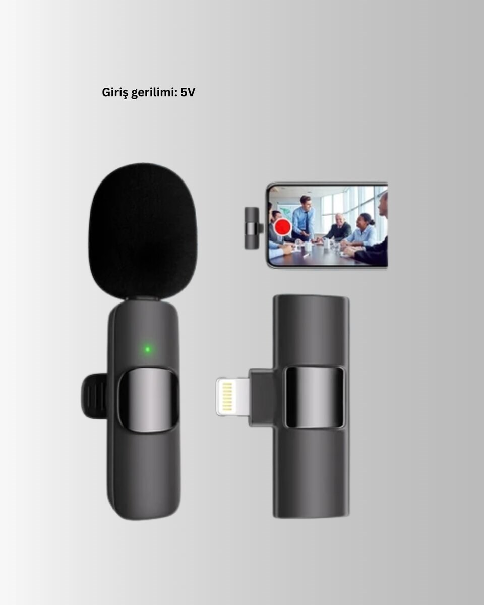 Çift Mikrofonlu Kablosuz Kayıt Seti iPhone Uyumlu Mini Mikrofon