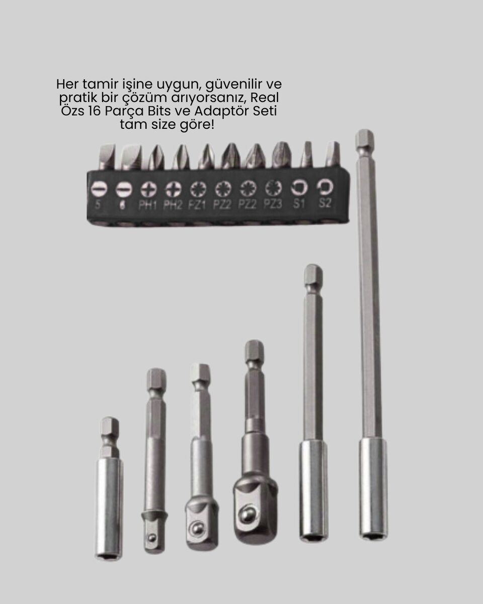 Çok Amaçlı 16lı Bits Uç Seti Dayanıklı Tornavida Adaptör