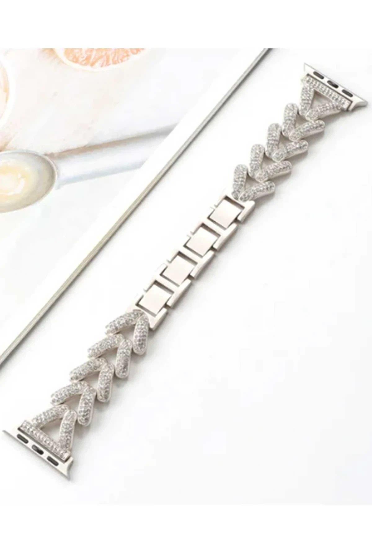 CPT05 Apple Watch 42mm Node Taşlı Kordon - Titanyum