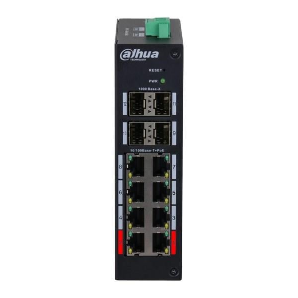 DAHUA 8port PoE 120w HS4412-8ET-120 10/100 4X SFP Yönetilebilir Endüstriyel Switch
