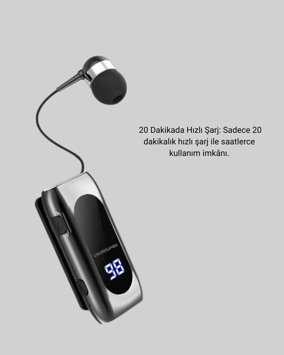 Dijital Göstergeli Bluetooth Kulaklık – Klipsli ve Şık Tasarım
