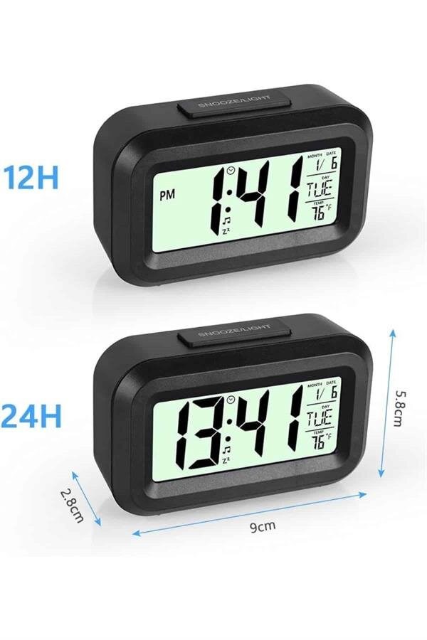 Dijital Masa Saati Termometreli Takvim Çalar Saat Led Ekran Pilli