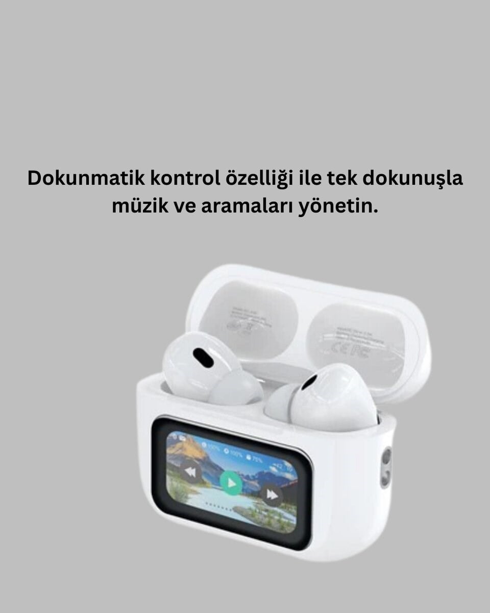 Dokunmatik Ekranlı Bluetooth Kulaklık ANC Gürültü Önleme Suya Dayanıklı