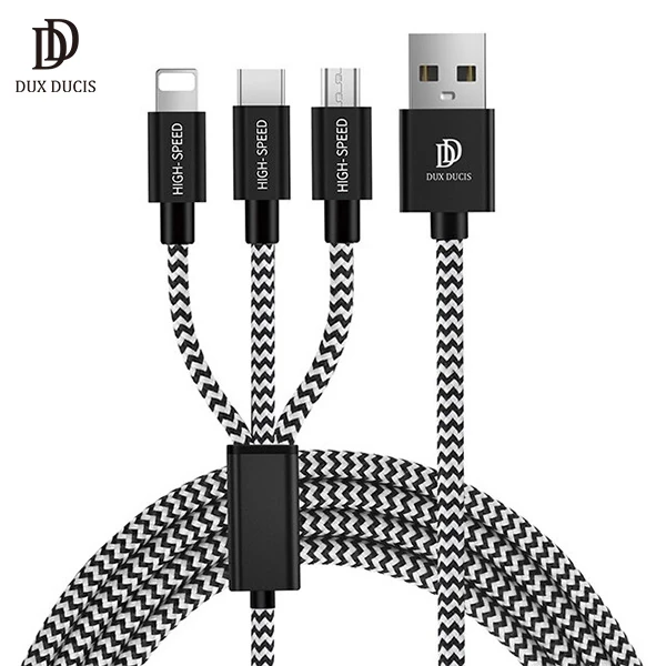 DUX DUCIS 3in1 Usb Type C-İPhone Ve Mikro Kopmaz Usb kablo Hızlı Şarj-(1903)