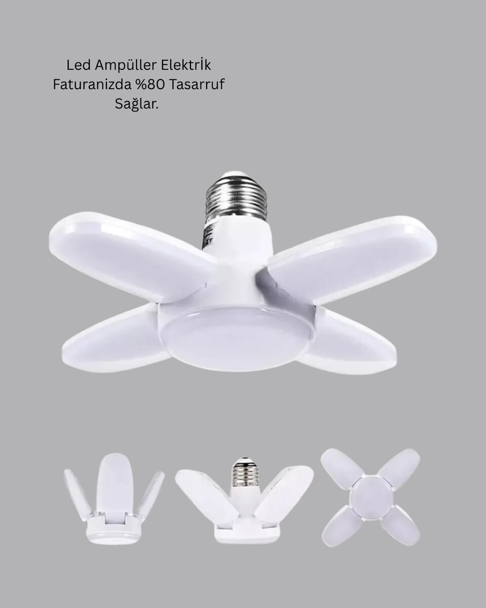 Enerji Tasarruflu LED Ampül 60 Watt 4 Kollu Beyaz Işık Yeni Nesil