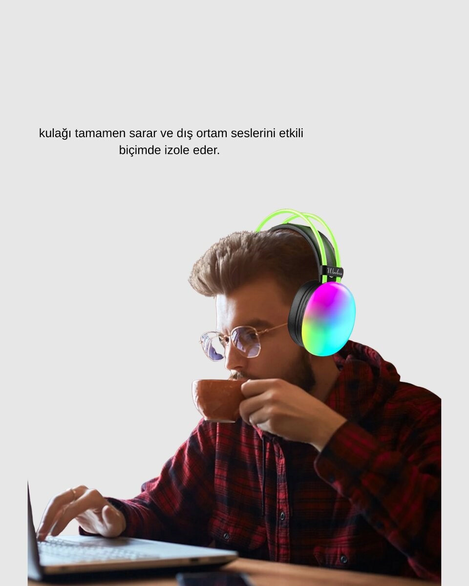 Ergonomik RGB Bluetooth Kulaklık 3D Ses