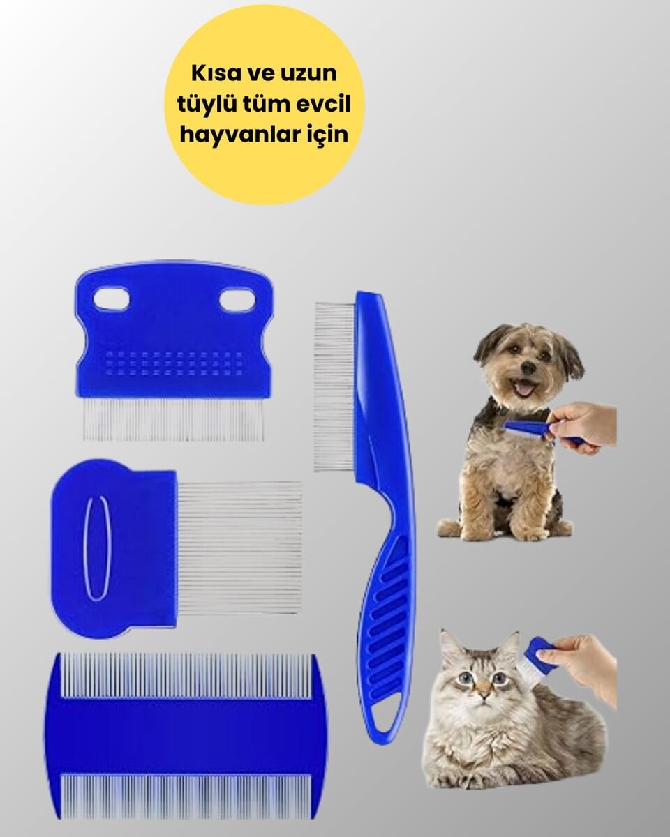 Evcil Hayvan Bakımı İçin Dayanıklı ve Çok Amaçlı Tarak Seti (4 Parça)