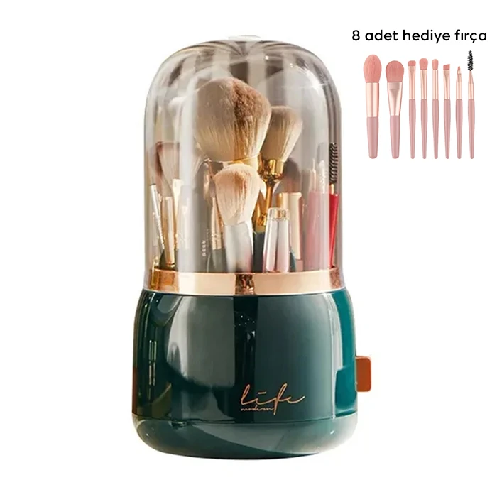 EZERE Toz Geçirmez Masaüstü Makyaj Fırçası Düzenleme Kutusu Organizer-(1903)