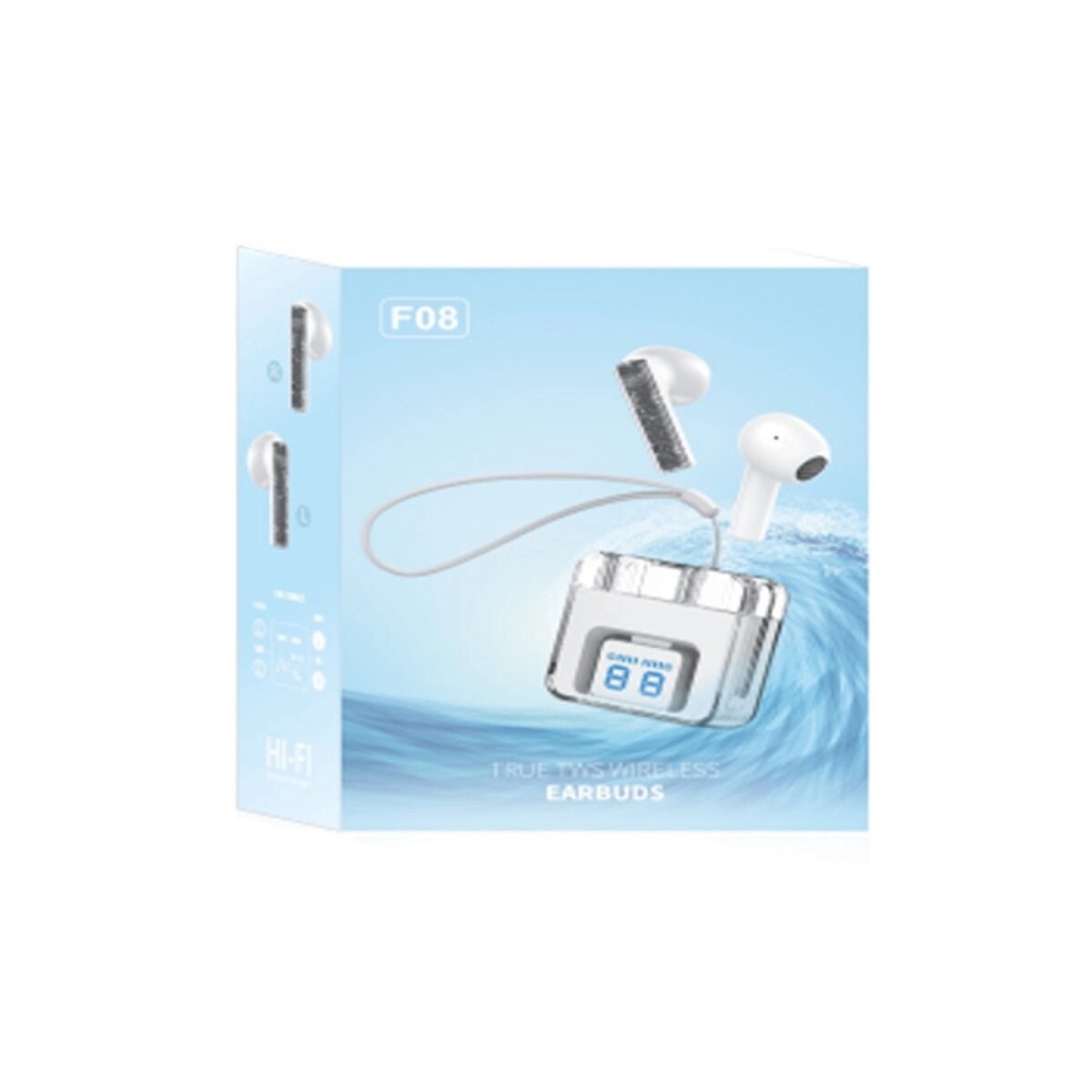 F08 Dijital Şarj Göstergeli Tws Bluetooth Kulaklık - Mavi