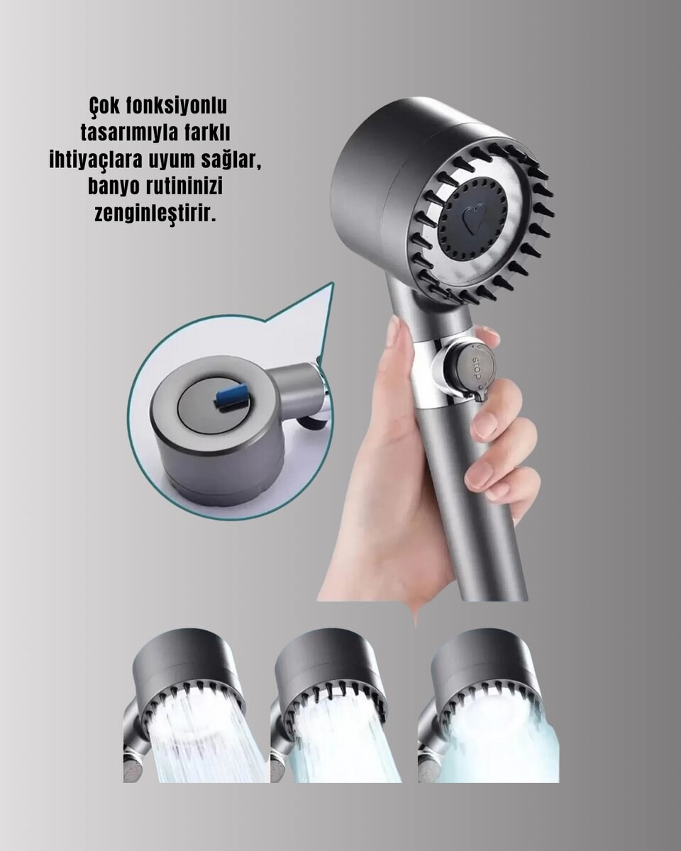 Filtreli Masaj Özellikli Duş Başlığı Aç Kapa Tuşlu