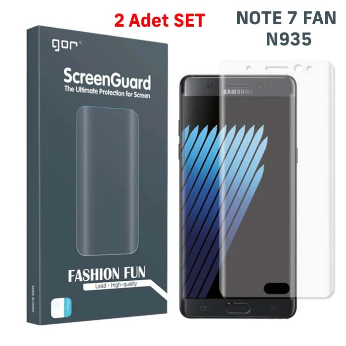 Gor Galaxy Note 7 Fan 3D Kavisli Darbe Emici Full Ekran Koruyucu 2 Adet Set-(1903)