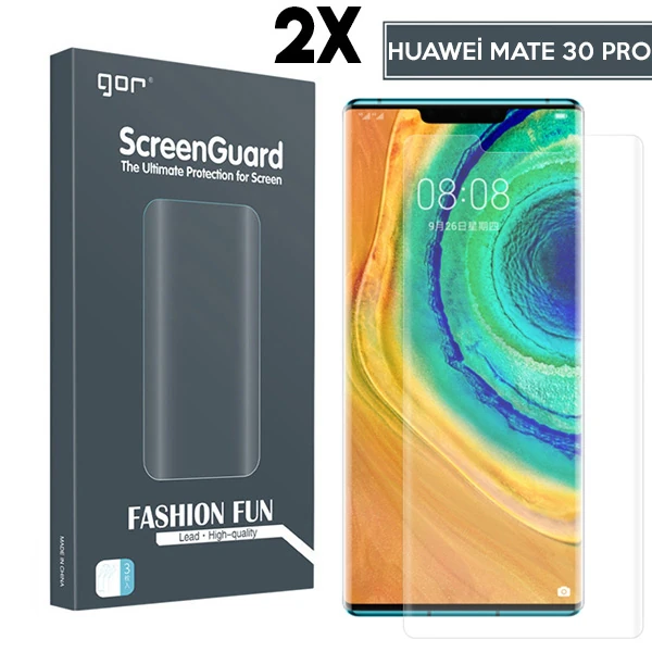 Gor Huawei Mate 30 Pro 3d Kavisli Full Kaplama Darbe Emici Ekran Koruyucu 2 Adet Set-(1903)
