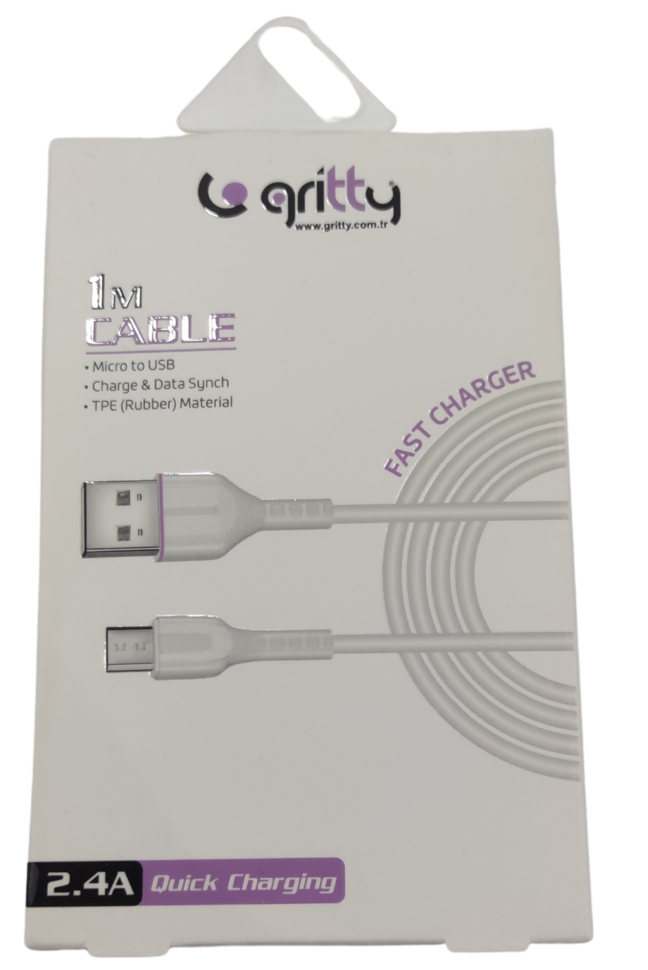 GRİTTY 1M MICRO-USB 2,4A KABLO (LILA)