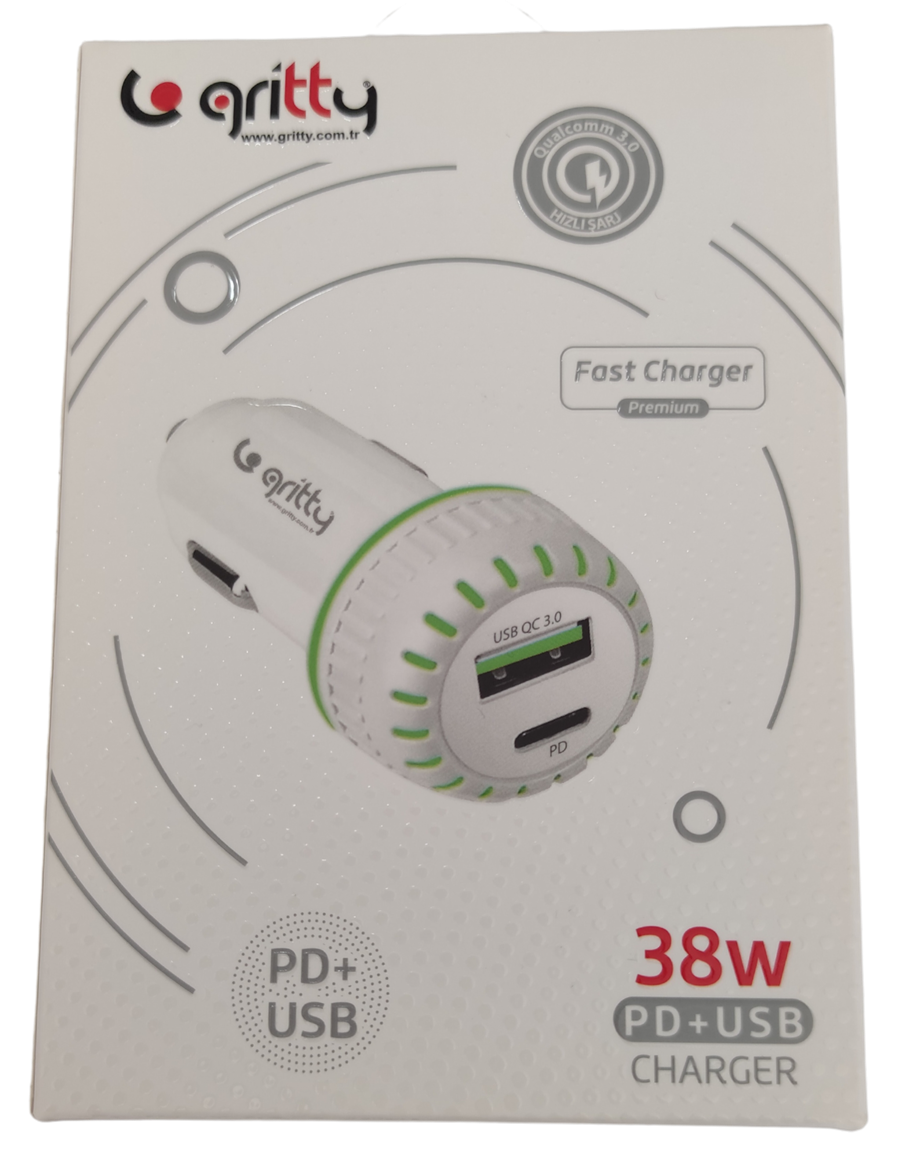 GRİTTY ARAÇ İÇİ ŞARJ 38 W PD USB CHARGER 