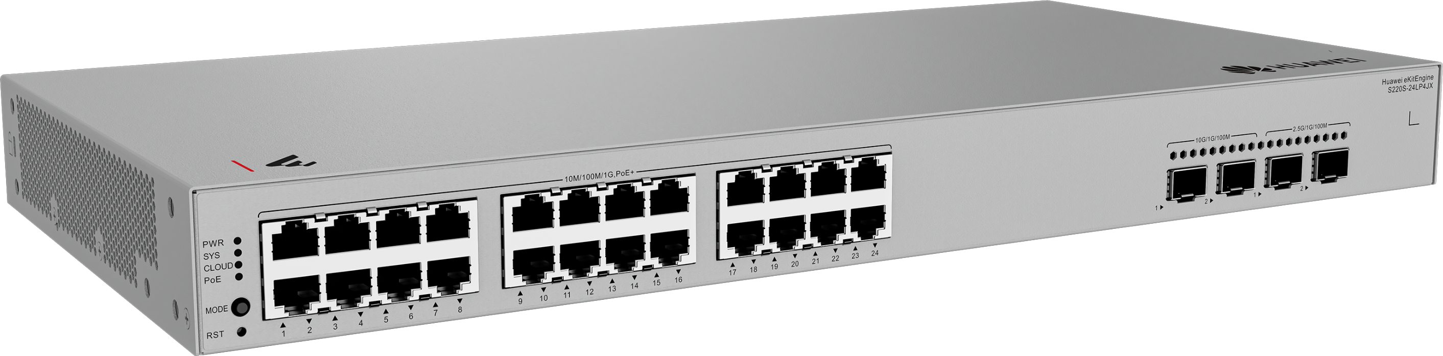 HUAWEI 24port POE+ 195w 2-SFP 2.5GE/2-SFP 10GE Gigabit Yönetilebilir Switch eKIT S220S-24LP4JX