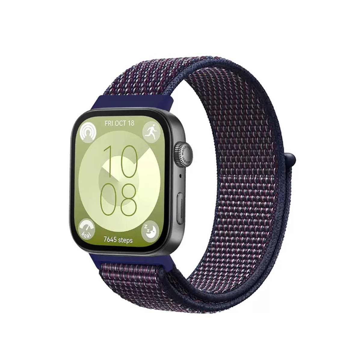 Huawei Fit 4 Hasırlı Cırtcırtlı Kordon - Mavi-beyaz