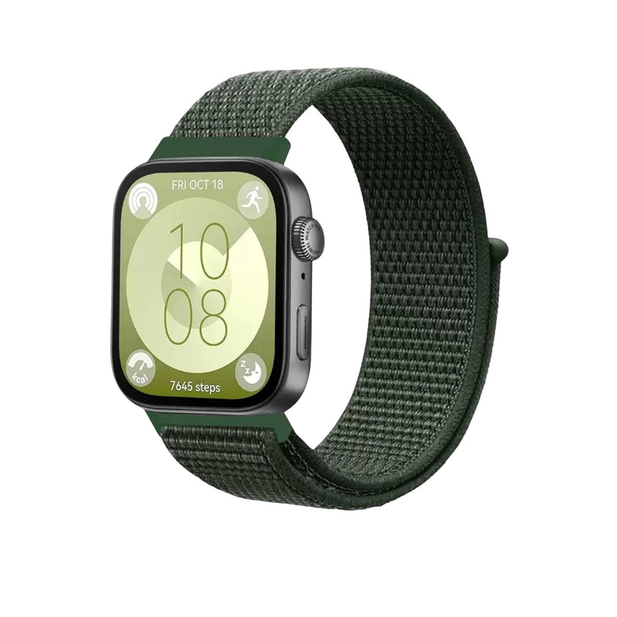 Huawei Fit 4 Hasırlı Cırtcırtlı Kordon - Koyu Yeşil