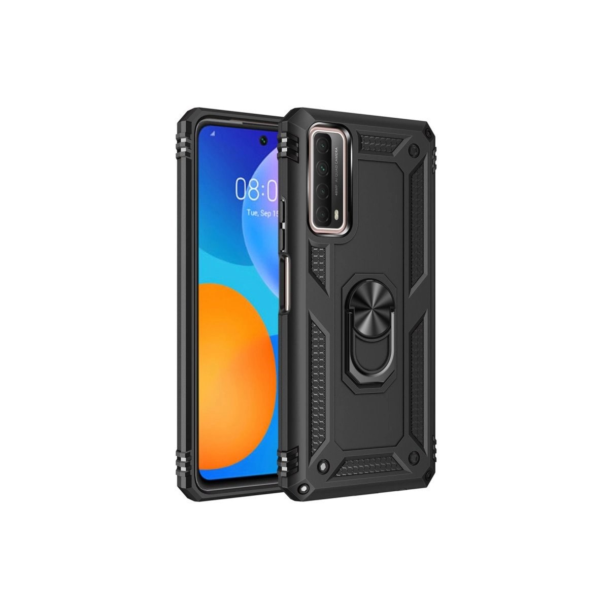 Huawei P Smart 2021 Kılıf Sofya Yüzüklü Silikon Kapak - Siyah