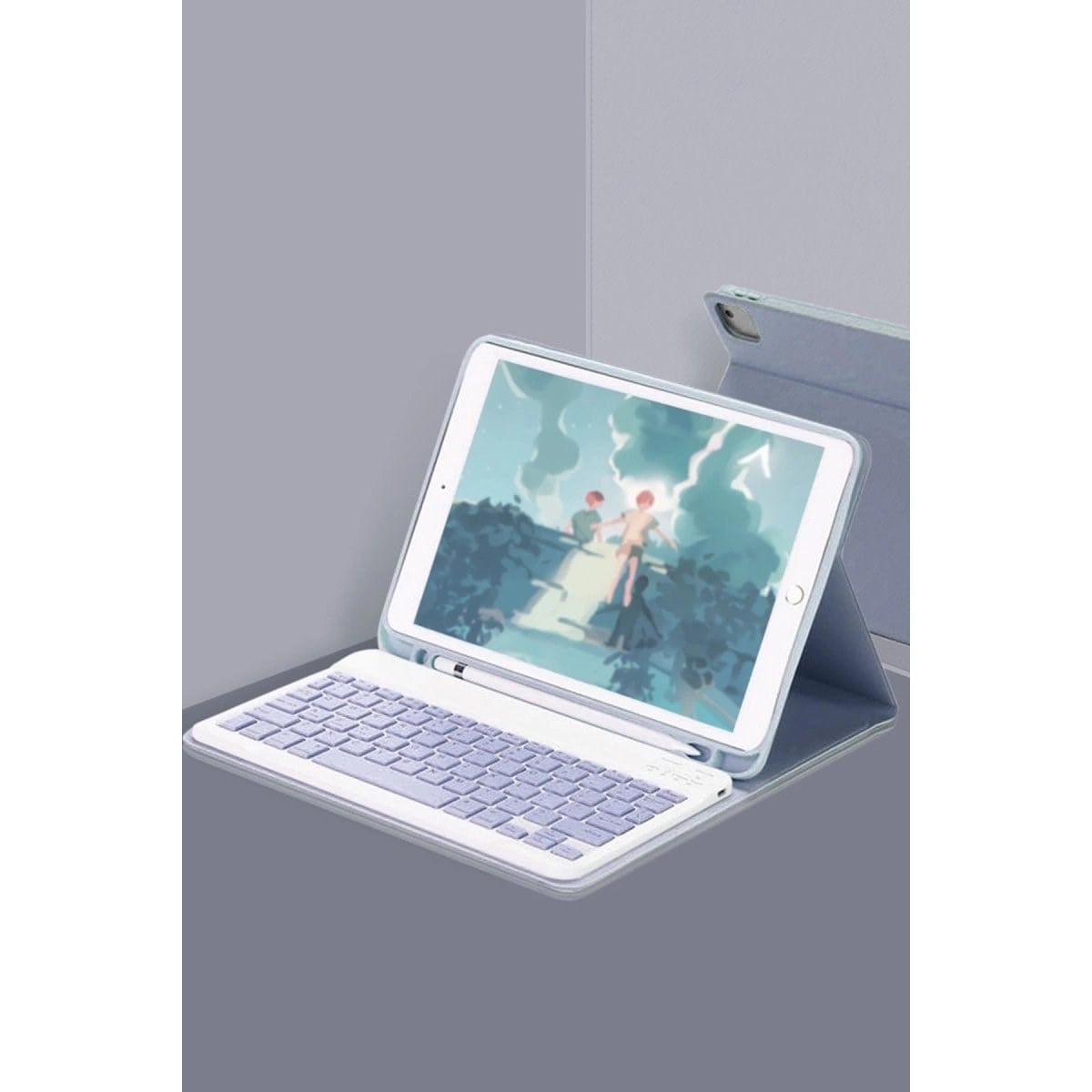 İpad 10.2 (9.nesil) Kılıf Kc01 Smart Klavyeli Tablet Kılıfı - Lacivert