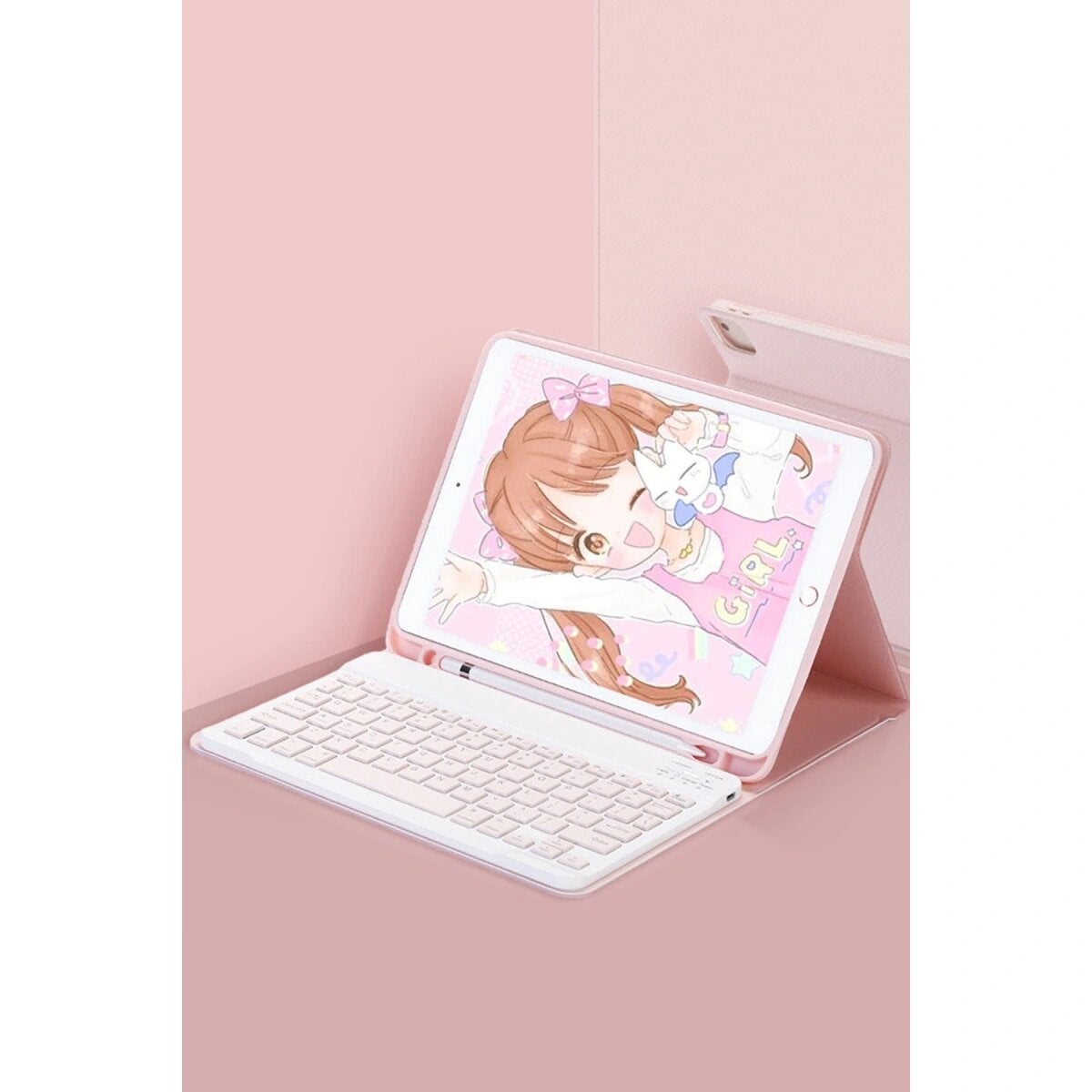 İpad Pro 11 (2022) Kılıf Kc01 Smart Klavyeli Tablet Kılıfı - Pembe