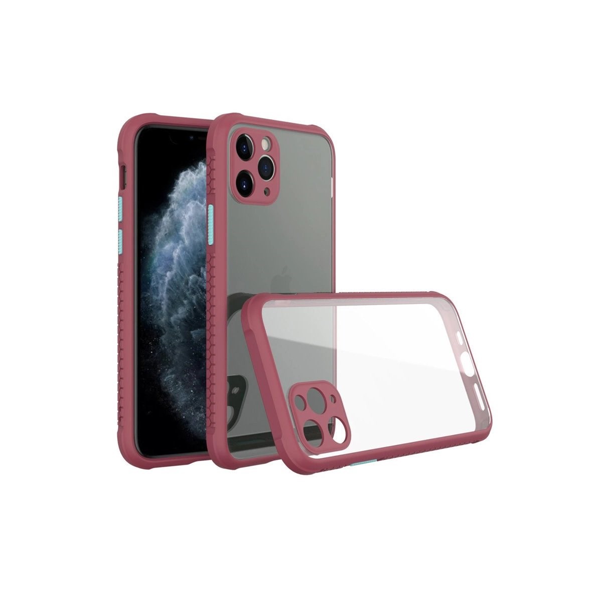 İphone 11 Pro Max Kılıf Miami Şeffaf Silikon - Fuşya