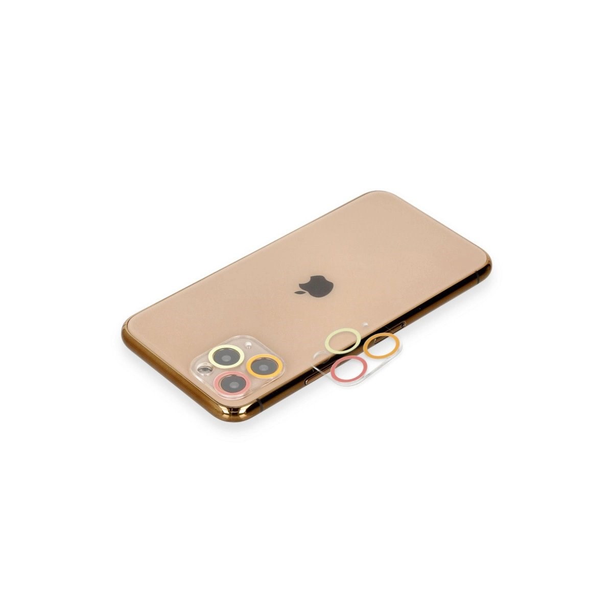 İphone 11 Pro Max Renkli Kamera Lens Koruma Cam - Turuncu-kırmızı