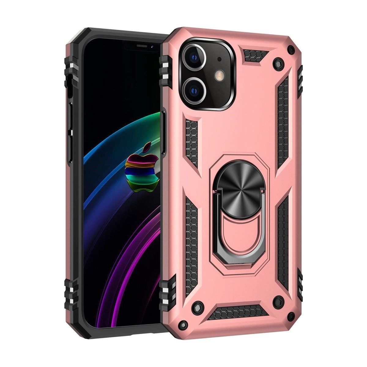 İphone 12 Mini Kılıf Sofya Yüzüklü Silikon Kapak - Rose