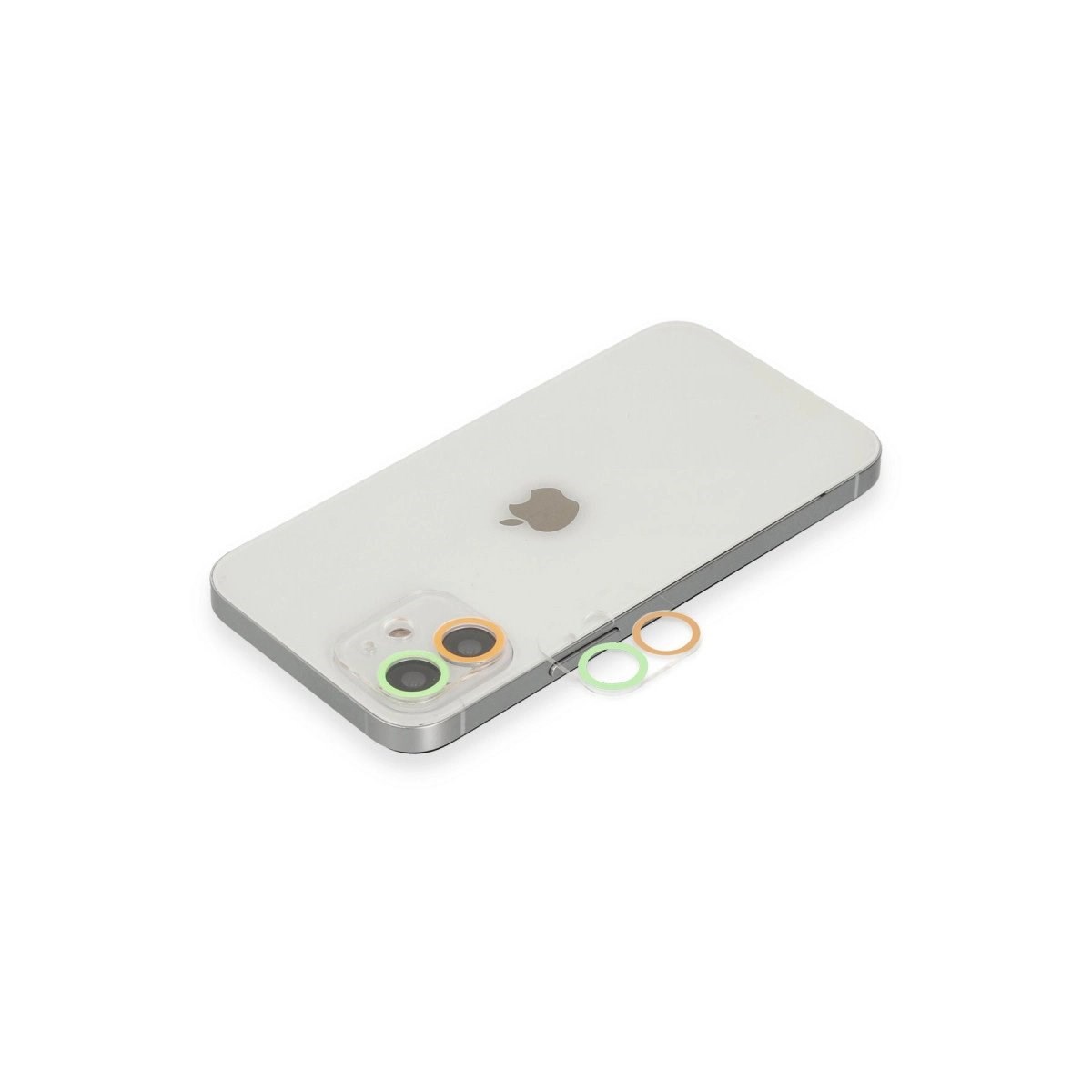 İphone 12 Mini Renkli Kamera Lens Koruma Cam - Turuncu-yeşil