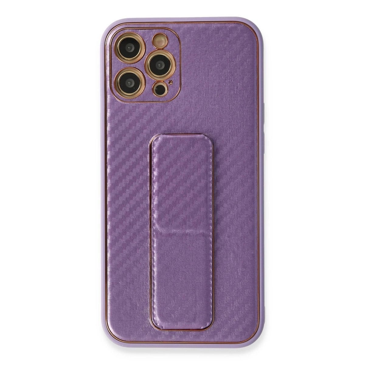 İphone 12 Pro Kılıf Coco Karbon Standlı Kapak - Mor
