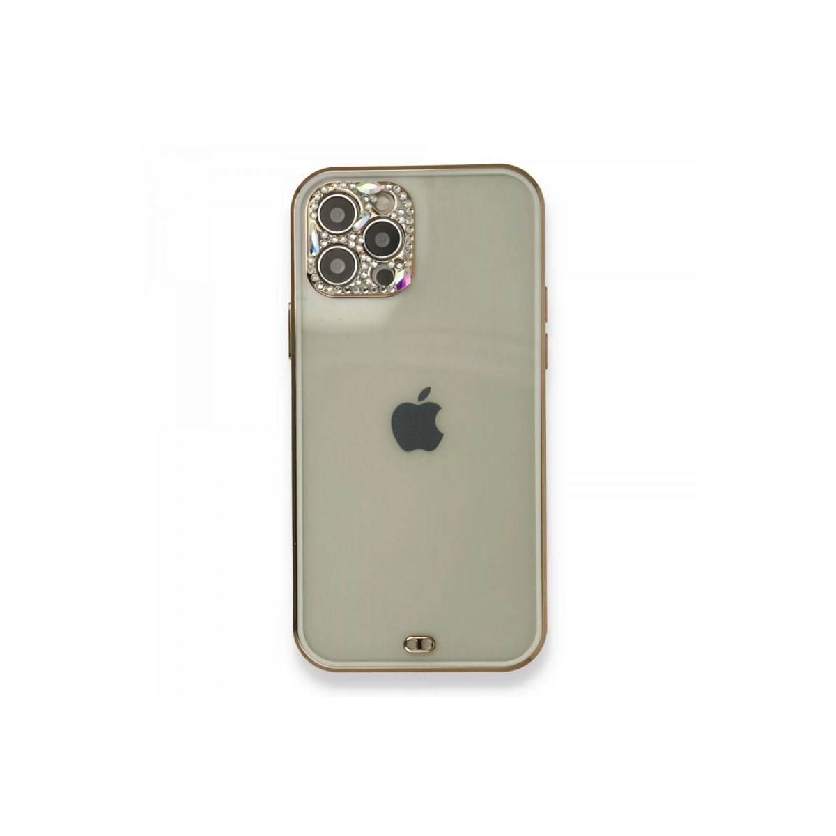 İphone 12 Pro Kılıf Liva Taşlı Silikon - Beyaz