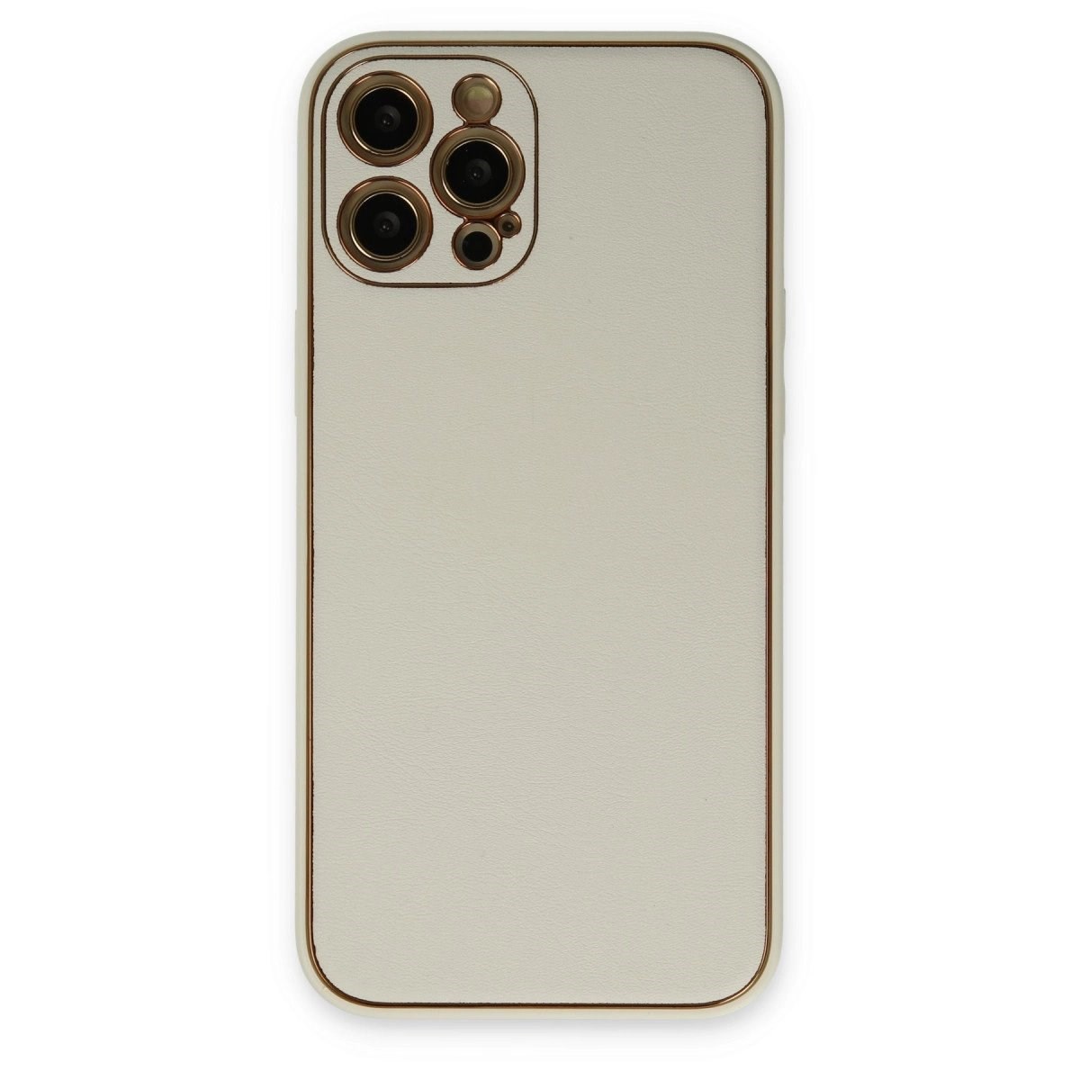 İphone 12 Pro Max Kılıf Coco Deri Silikon Kapak - Beyaz